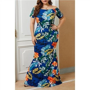 Robe longue verte à imprimé floral de grande taille