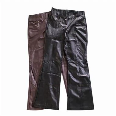 Pantalon en similicuir taille haute pour dames